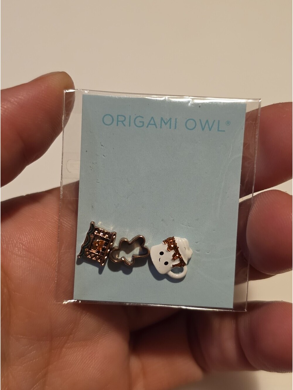 Origami Owl Toasty Charm Set Of 3 Fireplace Hot Cocoa Gingerbread Cookie Cutter